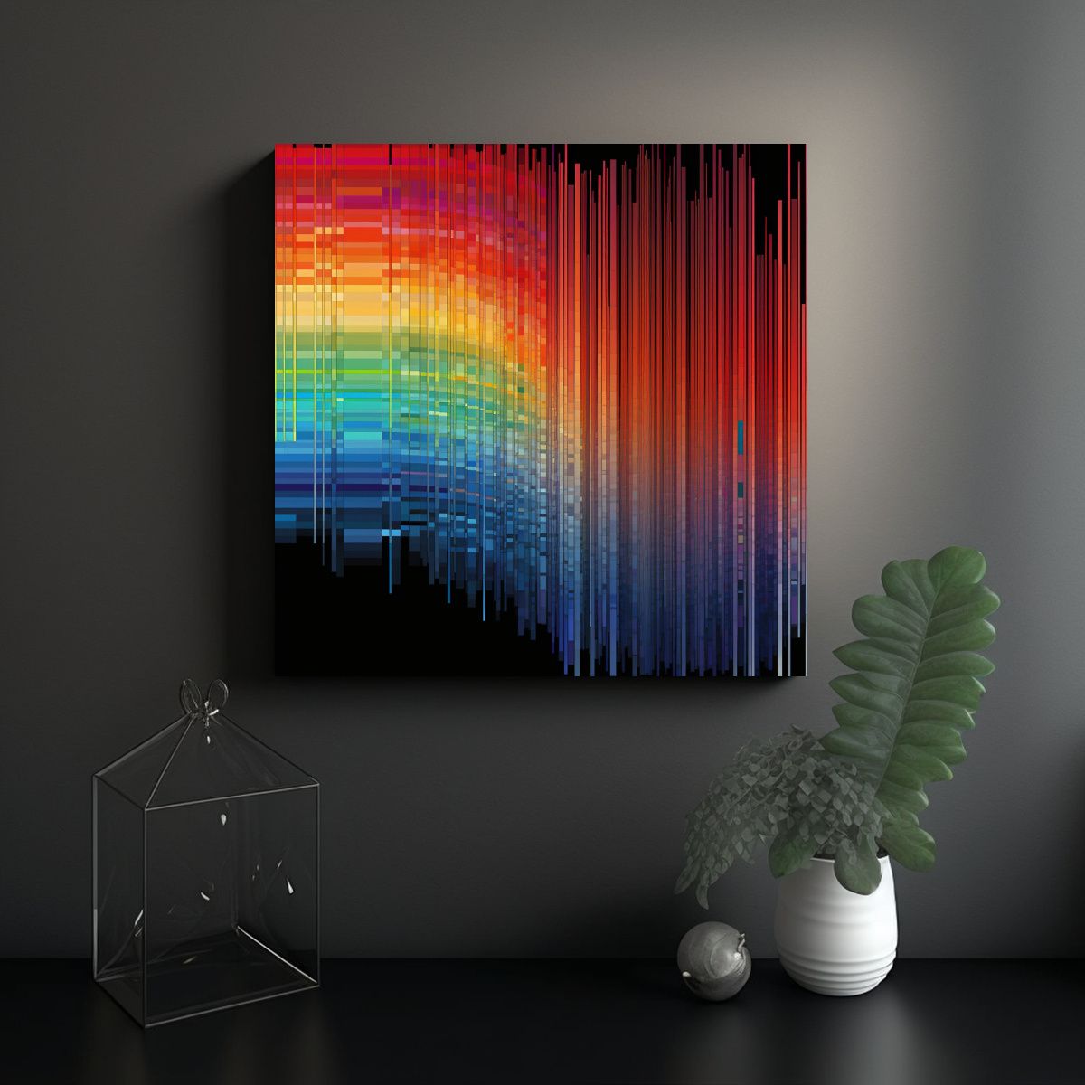 GENERICO - Pintura Ilustrativa Metaverse Textura Arcoíris 100x100 Cm