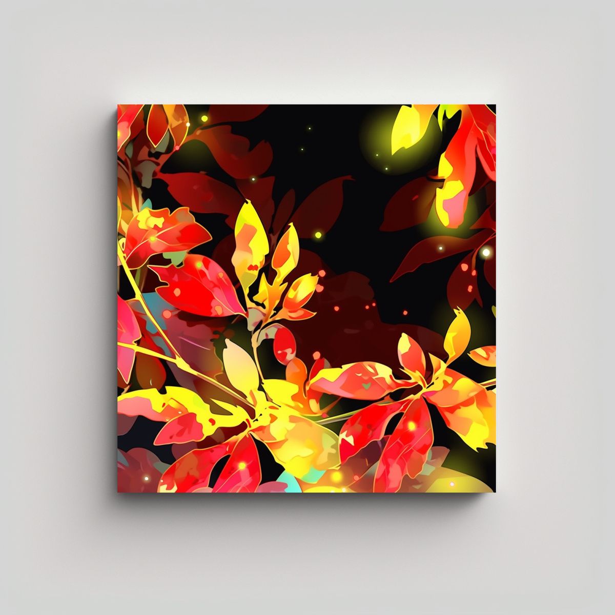 GENERICO - Cuadro Moderno Vida Amarillo Y Rojo Estilo 100x100 Cm