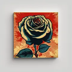 GENERICO - Cuadro Estético De Rosa Al Estilo Shepard Fairey 100x100 Cm