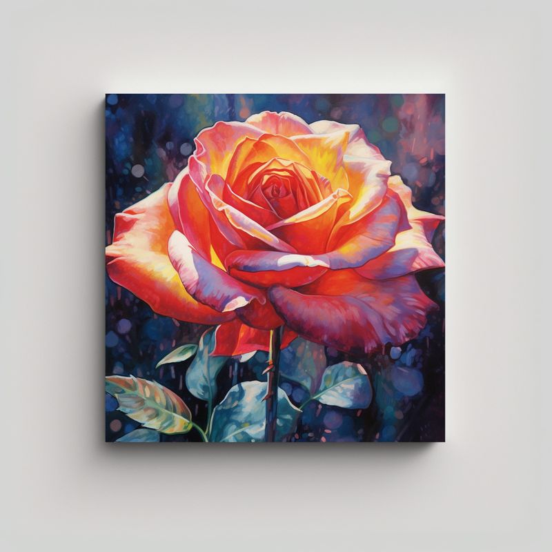 GENERICO - Cuadro Decorativo Rosa Brillante En Flor Para 100x100 Cm