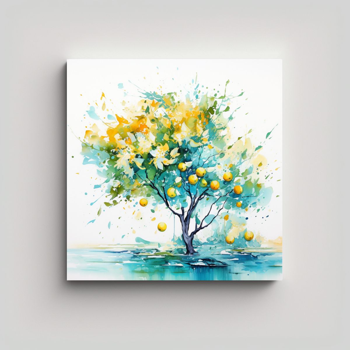 GENERICO - Tela Exuberante En Bastidor Con Tonos Amarillo 100x100 Cm