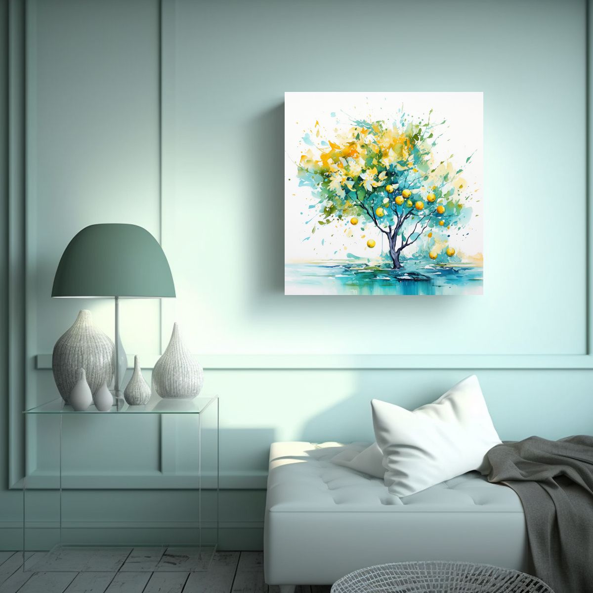 GENERICO - Tela Exuberante En Bastidor Con Tonos Amarillo 100x100 Cm