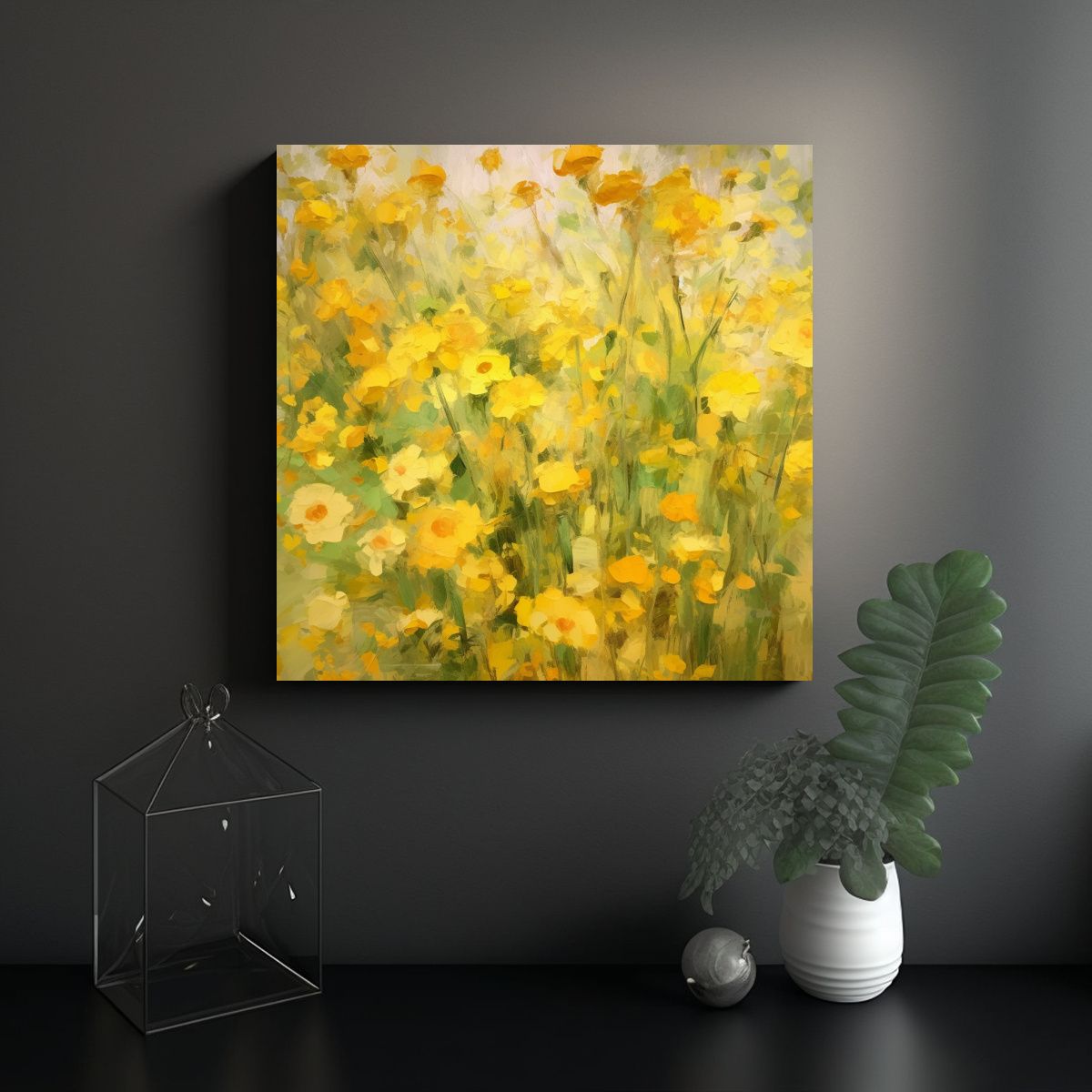 GENERICO - Pinturas De Decoración Con Flores Amarillas 100x100 Cm