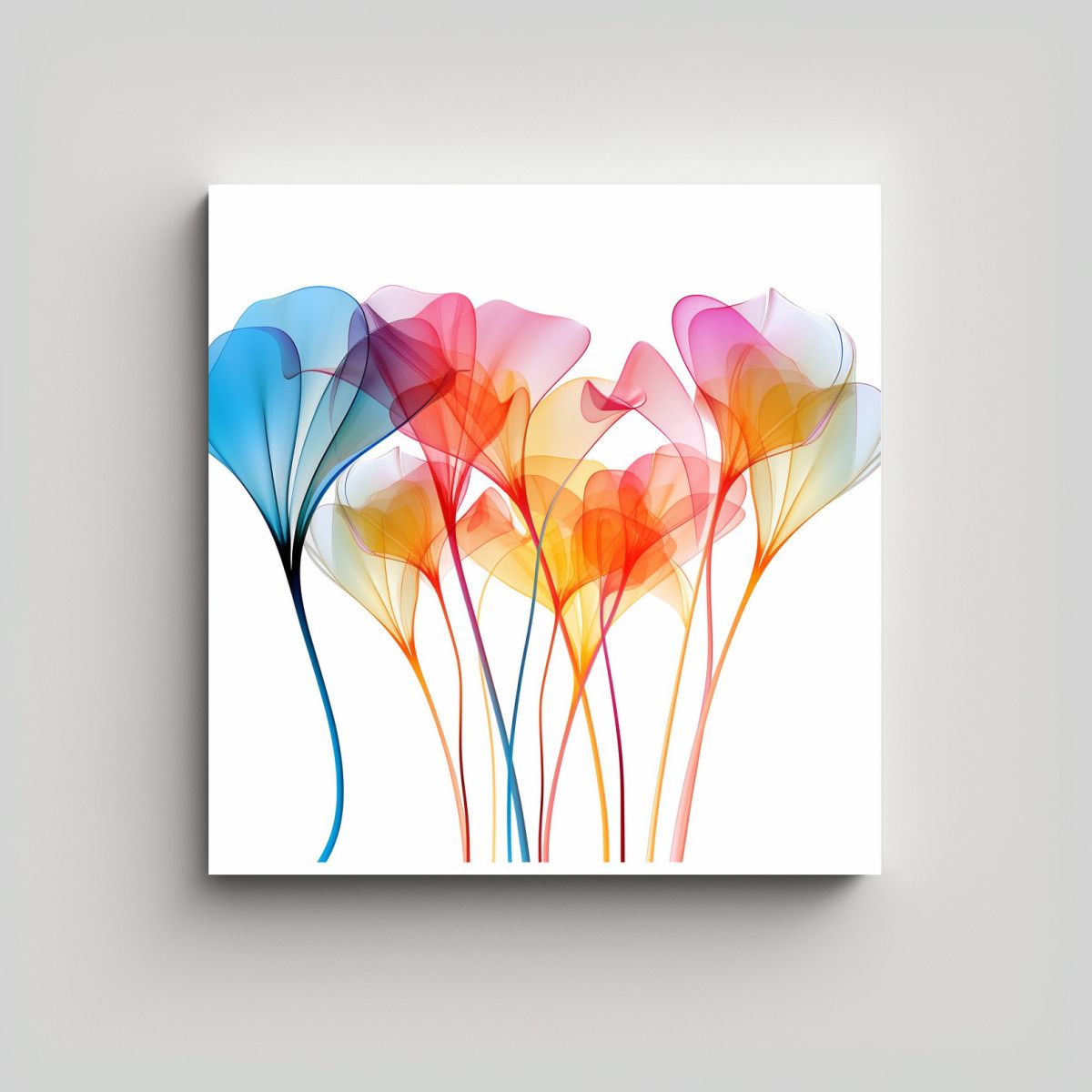 GENERICO - Arte Abstracto Curvado De Flores Translúcidas 100x100 Cm