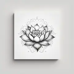 GENERICO - Diseño De Tatuaje Lotus Floral En Cuadro 100x100 Cm