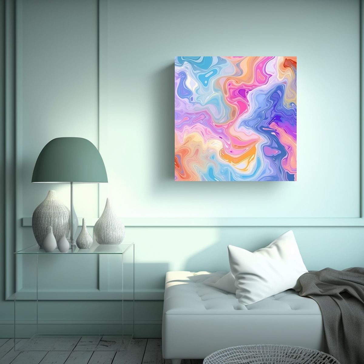 GENERICO - Cuadro Mármol Arco Iris De Alta Calidad Para 100x100 Cm