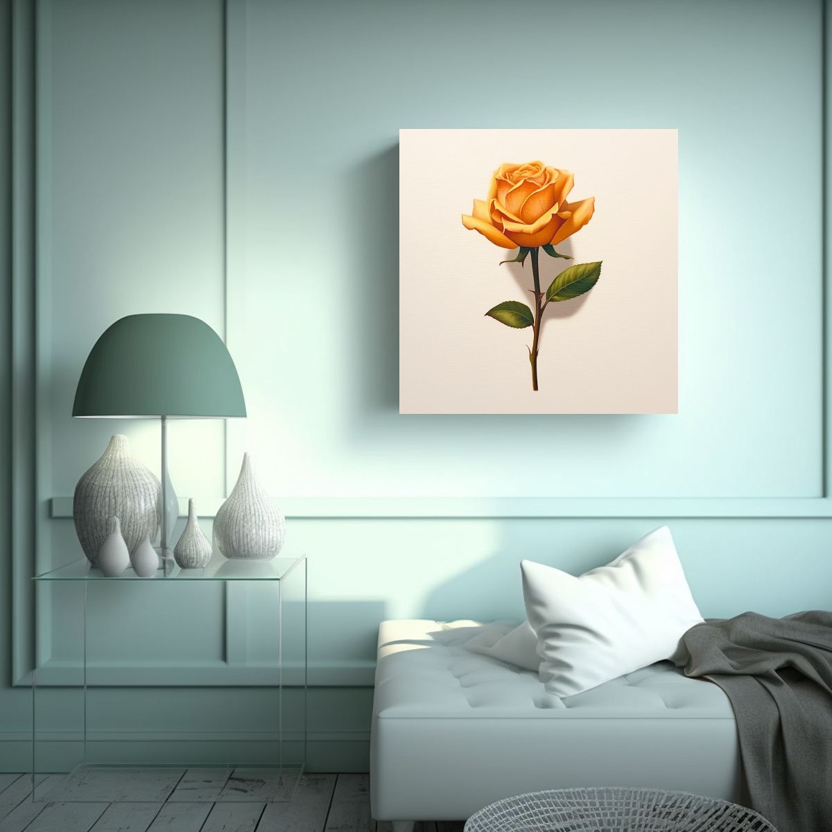 GENERICO - Cuadro Decorativo Canva Rosa Naranja En Efecto 100x100 Cm
