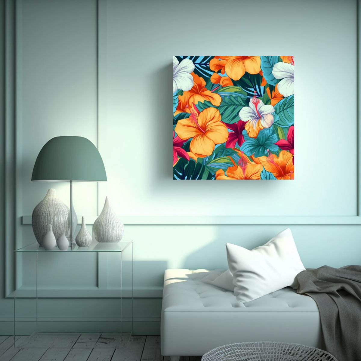 GENERICO - Composición Tropical Adorable Arte De Pared Con 100x100 Cm