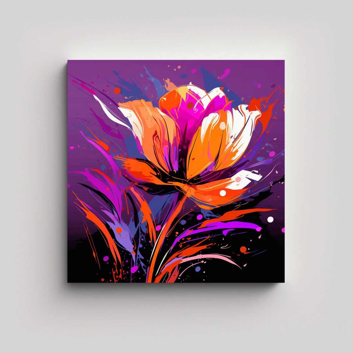 GENERICO - Cuadro Diseño Textura En Morado Y Naranja 100x100 Cm