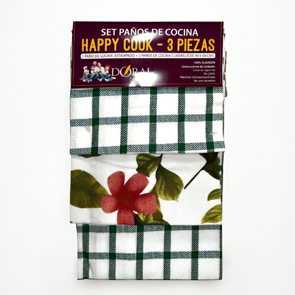 DORAL - Juego Paños de Cocina Happy Cook Verde