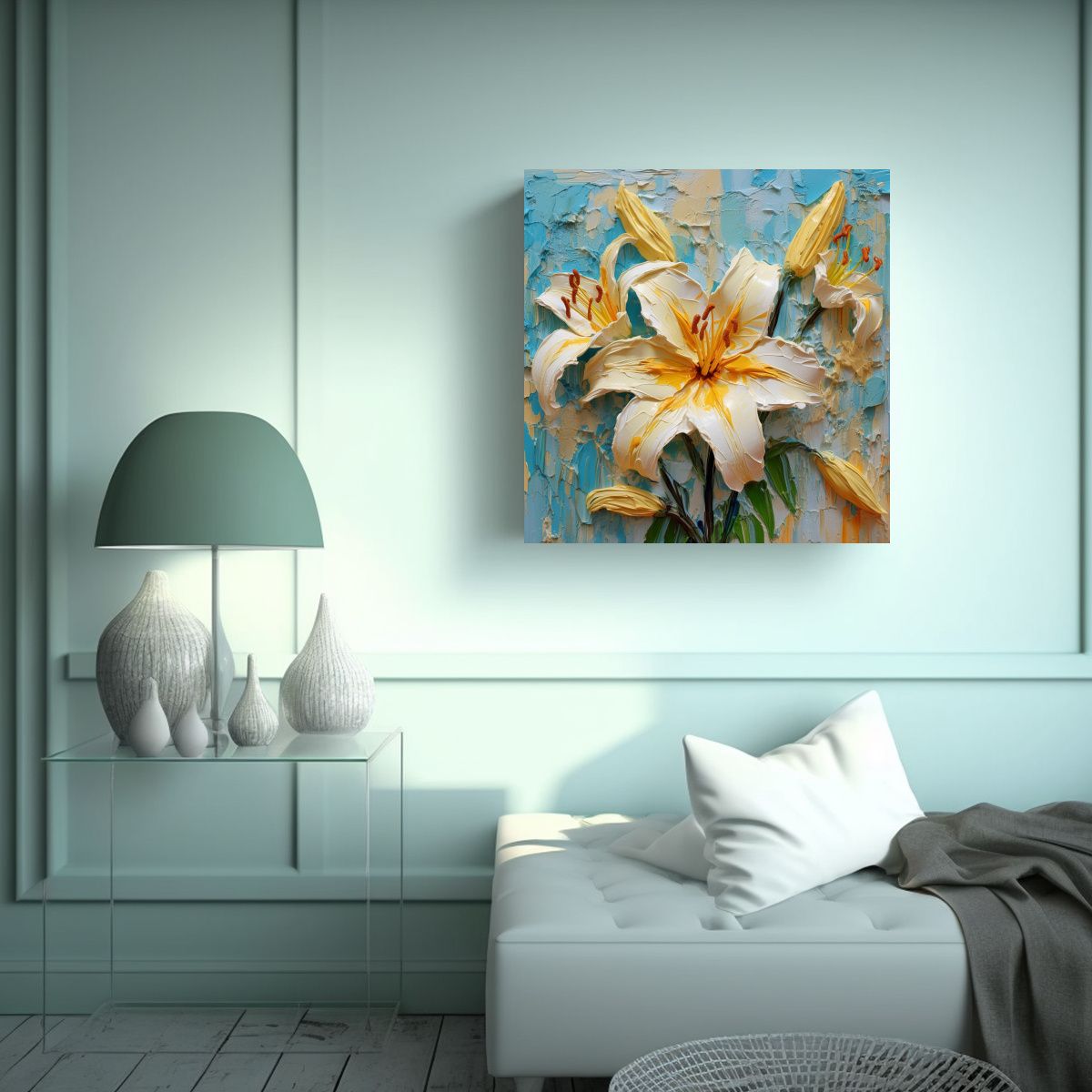 GENERICO - Cuadro Decorativo Canva Galería De Lirios 100x100 Cm