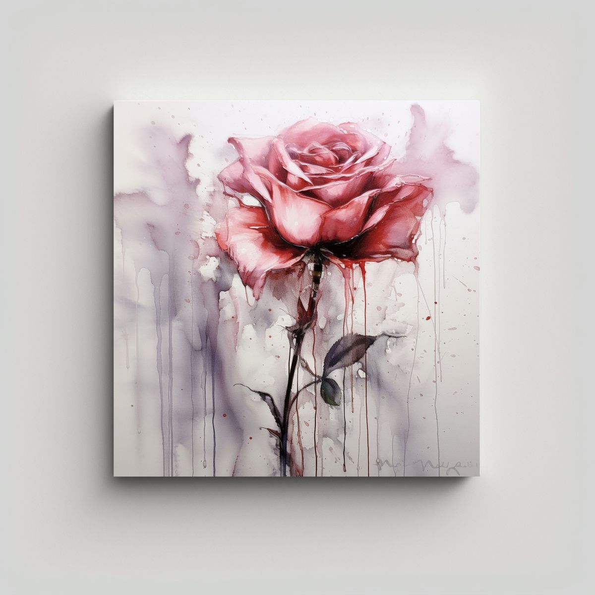 GENERICO - Lienzo De Dibujo De Rosa Bonita Con Fondo Blanco 100x100 Cm