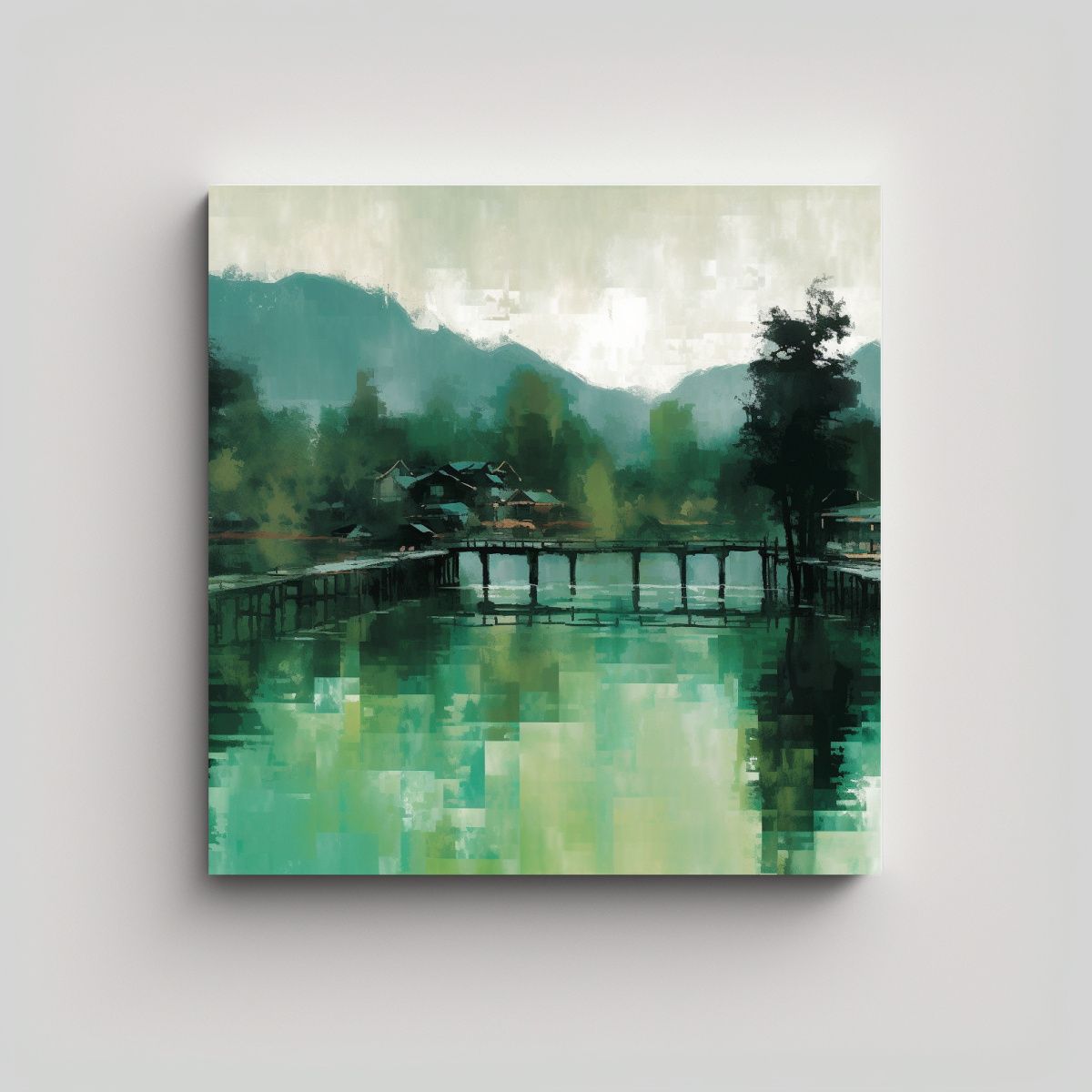 GENERICO - Cuadro Salón Montañas Verdes Distantes 100x100 Cm