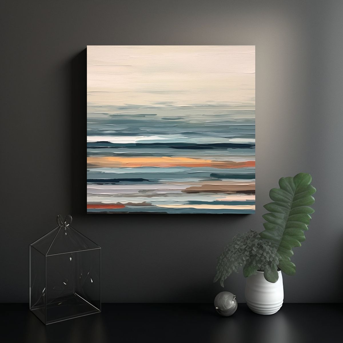 GENERICO - Cuadro Minimalista Cromo Líquido Moderno 100x100 Cm