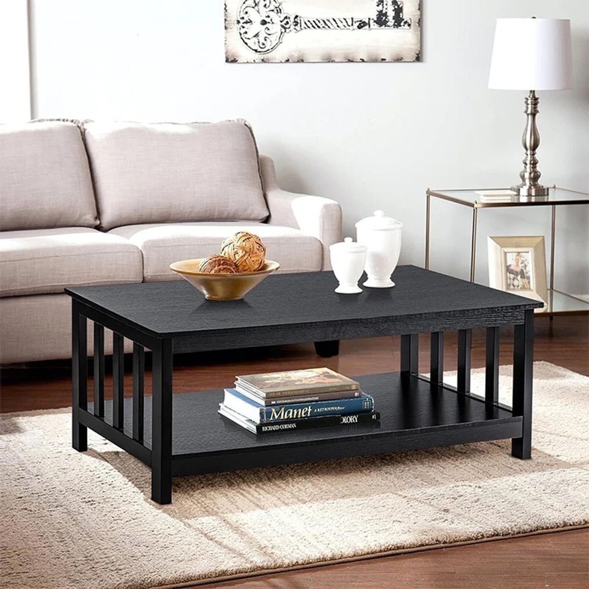 HOMIMAD - Mesa de Centro Negra para Comedor y Living