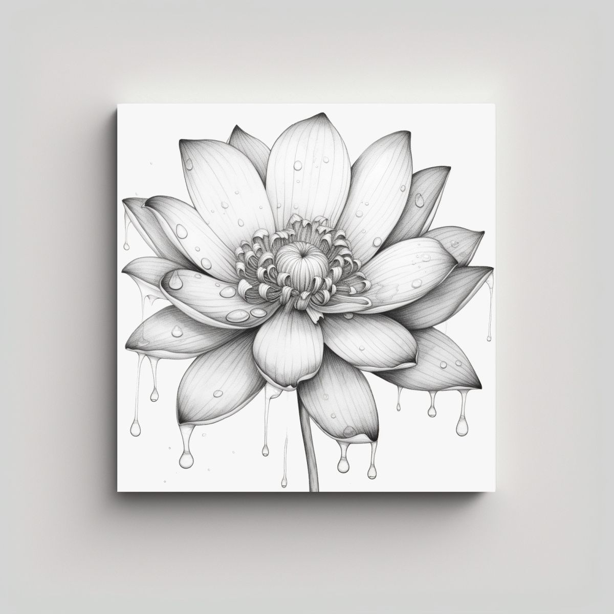 GENERICO - Pintura Exquisita De Loto Multicolor Con Detalle 100x100 Cm