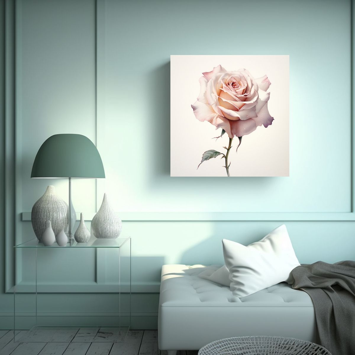 GENERICO - Rosa Acuarela Delicada En Tela De Alta Calidad - 100x100 Cm