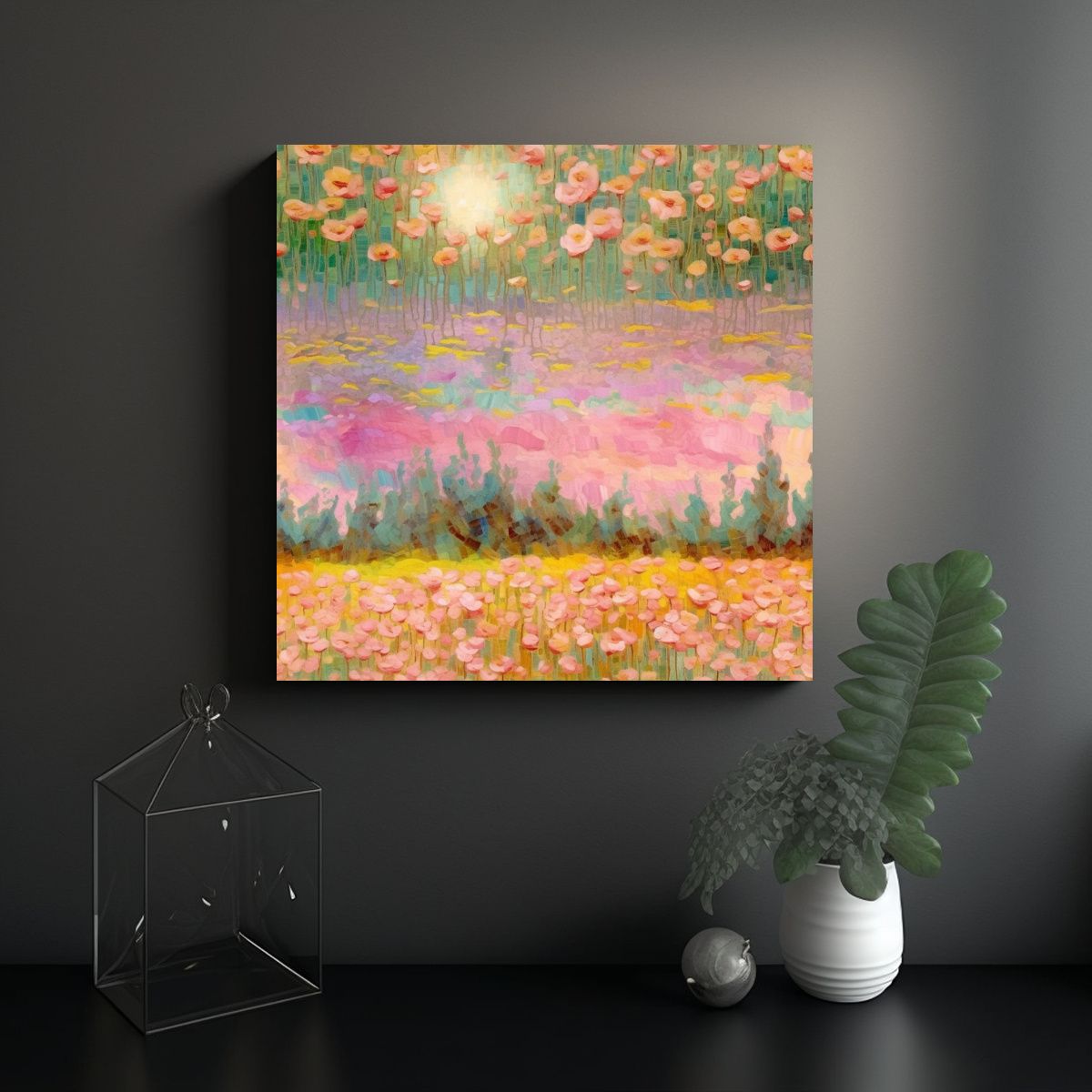 GENERICO - Cuadro Decorativo Moderno Campo De Flores En 100x100 Cm