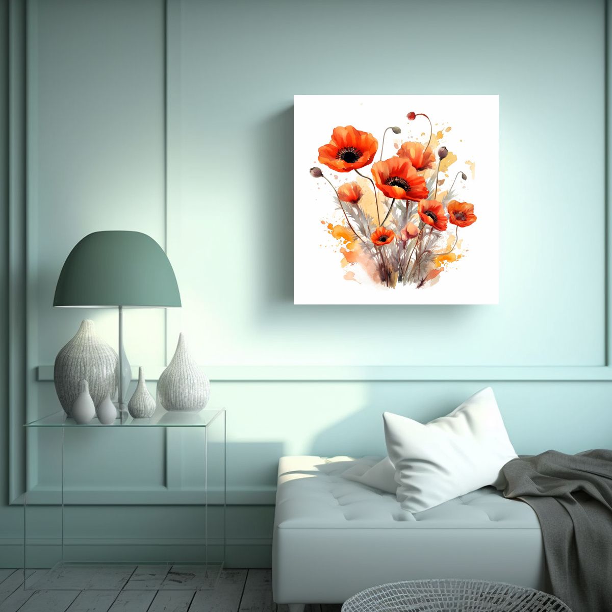 GENERICO - Arte De Pared Surrealista Con Amapolas En Estilo 100x100 Cm