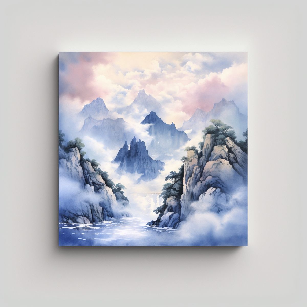 GENERICO - Pintura China De Tinta Resistente En Azul Y 100x100 Cm