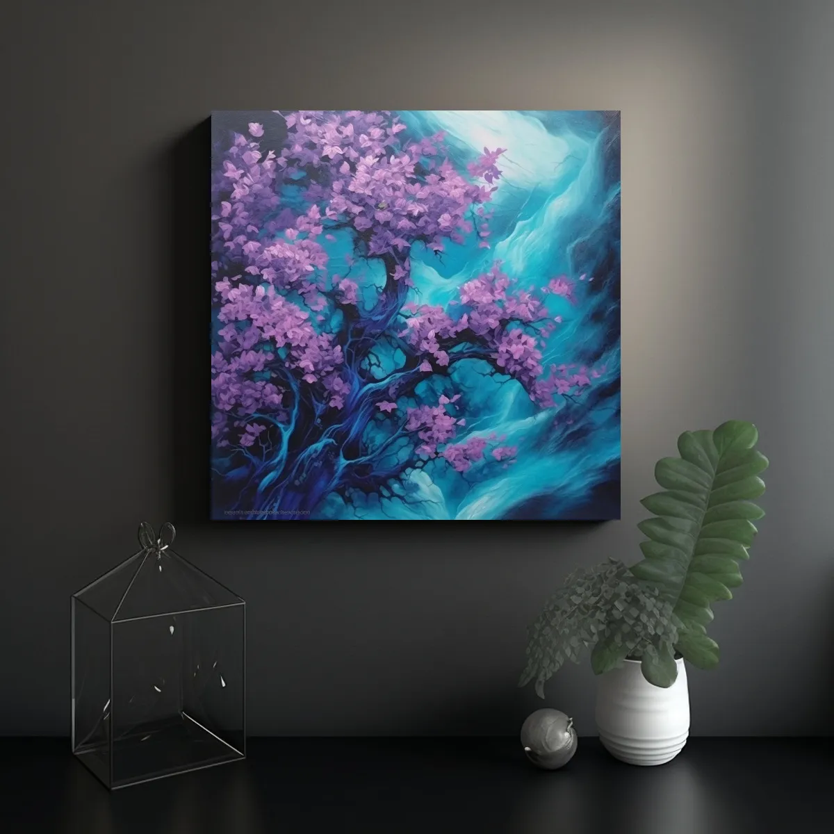 GENERICO - Pinturas Decorativas Japonesas En Colores Lila Y 100x100 Cm