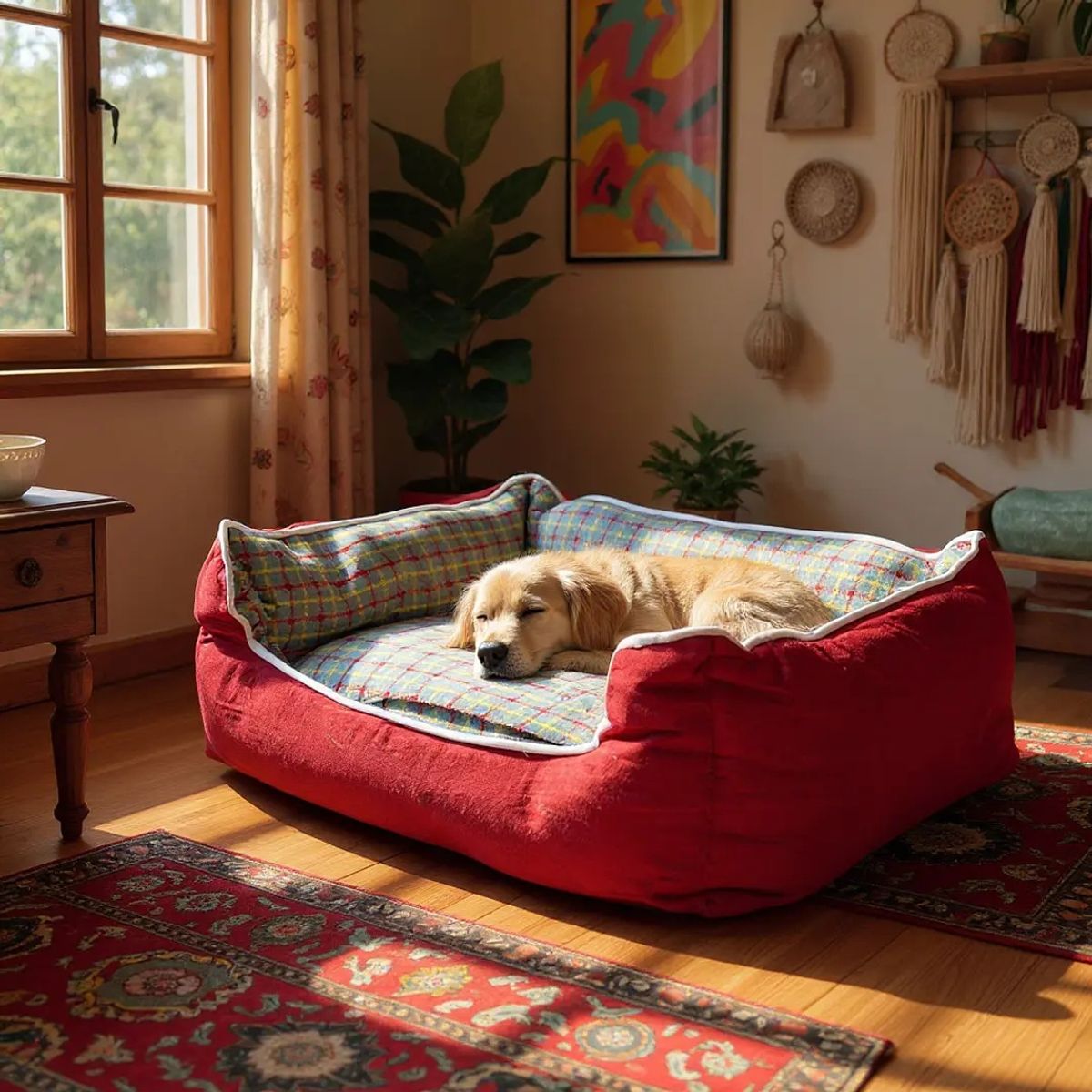 BLOCCARE - Cama Para Mascotas Espuma - Talla L Rojo