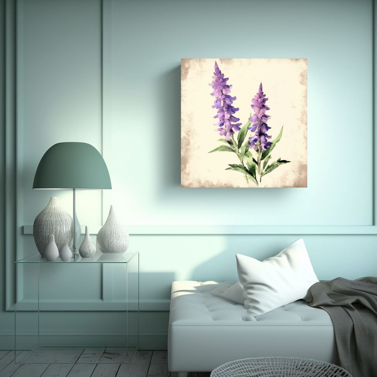 GENERICO - Cuadro Decorativo Único De Lavanda Foxglove Con 100x100 Cm
