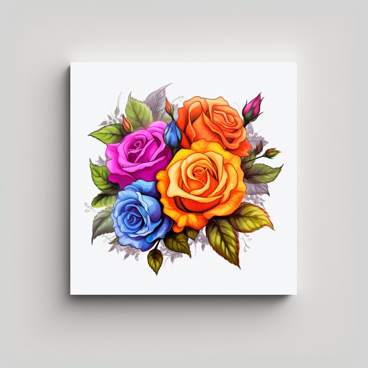 GENERICO - Fotografía 4K De Rosas Coloridas En Canva 100x100 Cm