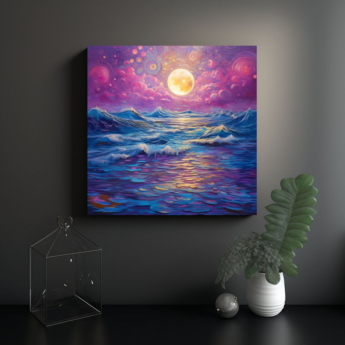 GENERICO - Pinturas En Bastidor Patrón Intenso Mar 100x100 Cm