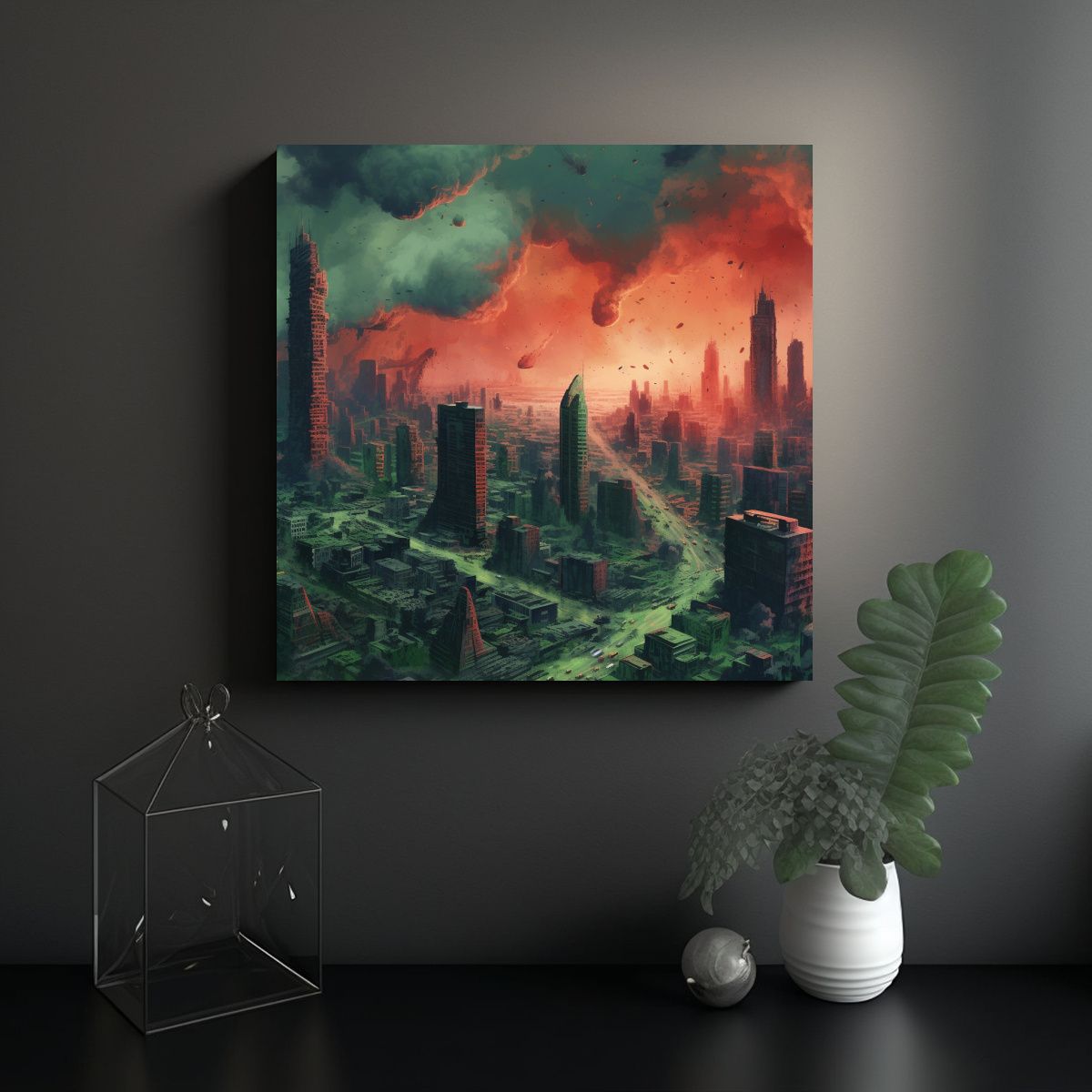 GENERICO - Pintura Canva Impreso Luminosa De Ciudad Nublada 100x100 Cm