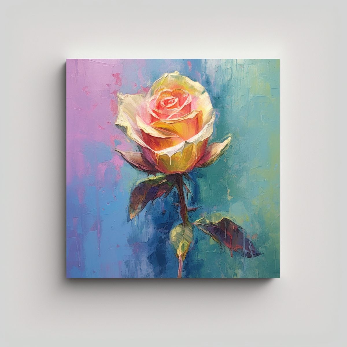 GENERICO - Cuadro Decorativo Iridiscente De Rosa Para 100x100 Cm