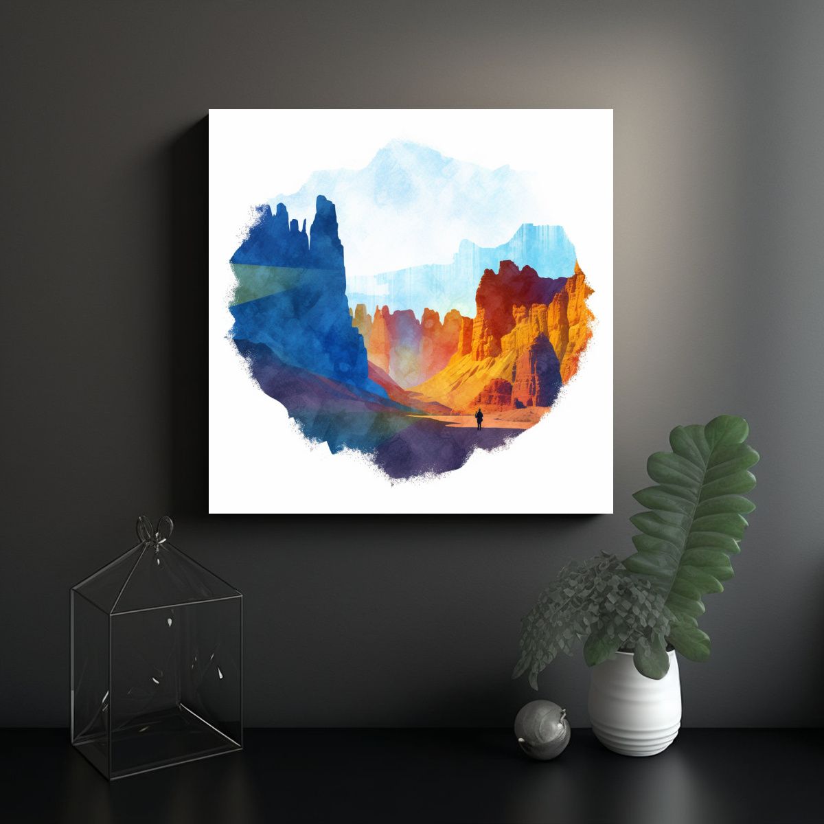 GENERICO - Cuadro Tela Bastidor Silueta Cañón Charyn 100x100 Cm