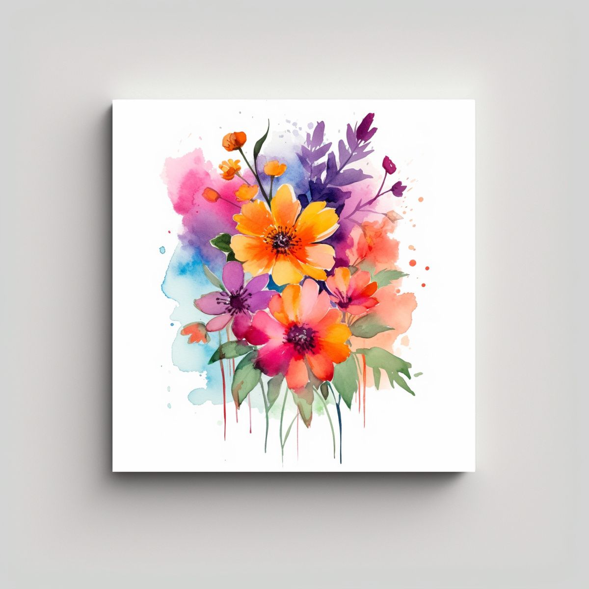 GENERICO - Cuadro Estilo Galería Con Vibrantes Flores 100x100 Cm