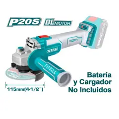 TOTAL - Esmeril Angular Inalámbrico TAGLI201158 Sin Batería Ni Cargador