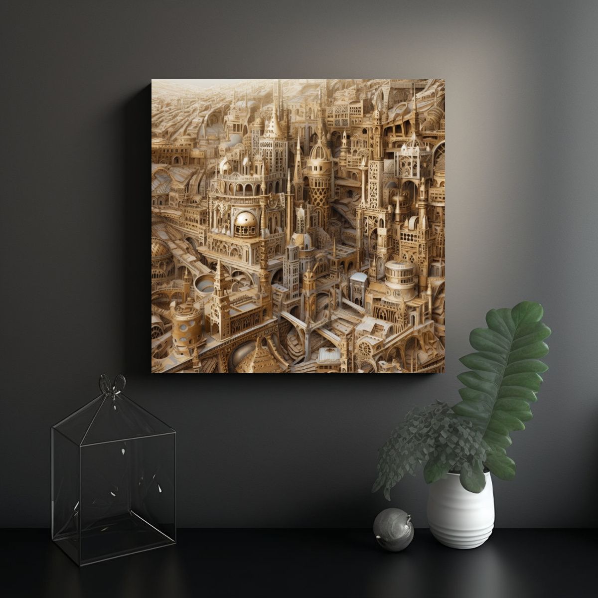 GENERICO - Cuadro Inspiración Fantasía Urbana Con 100x100 Cm