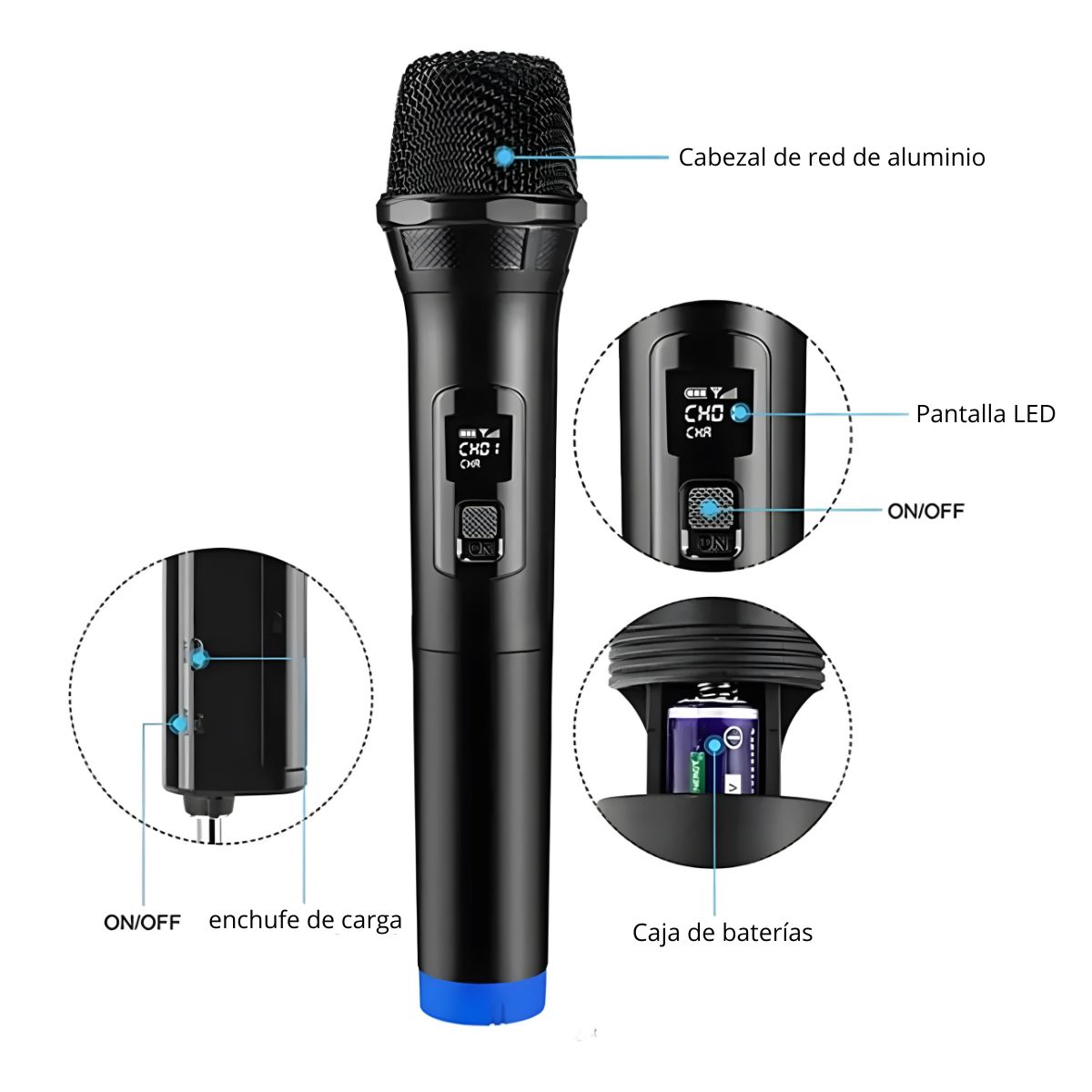 GENERICO - Pack 2 Microfonos Inalambricos Profesional Karaoke Usb