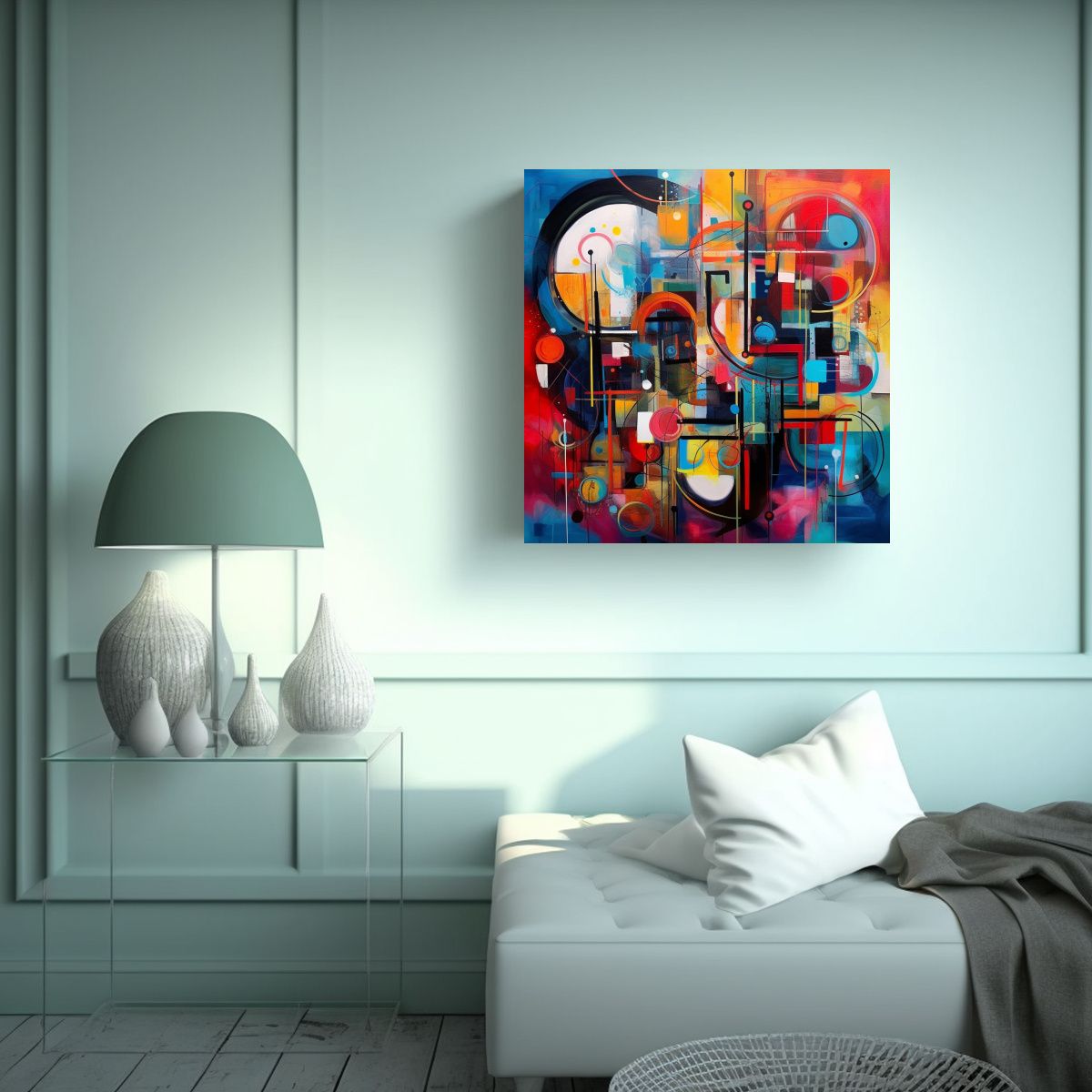 GENERICO - Pintura Abstracta Colorida En Estilo Ucraniano 100x100 Cm
