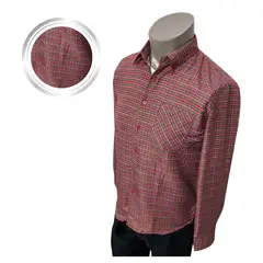 EKOL TACTICA MILITAR - Camisa Cuadrille Para Traje Huaso Hombre Fiestas Patrias Rojo Negro