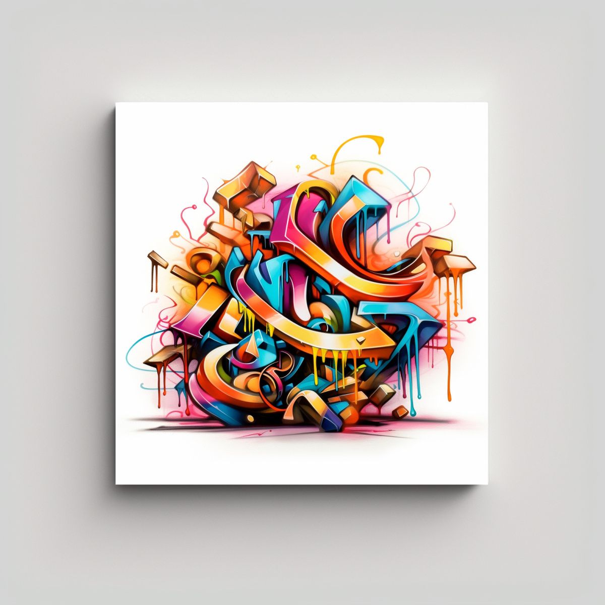 GENERICO - Pintura Decorativa Abstracta Con Letras De 100x100 Cm