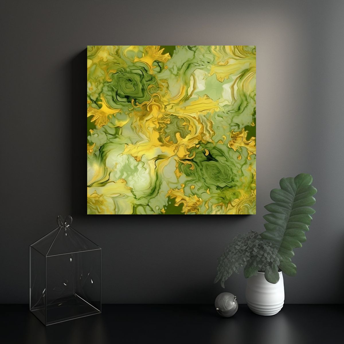 GENERICO - Pintura Lime Green Y Dorada En Azulejo Estilo 100x100 Cm