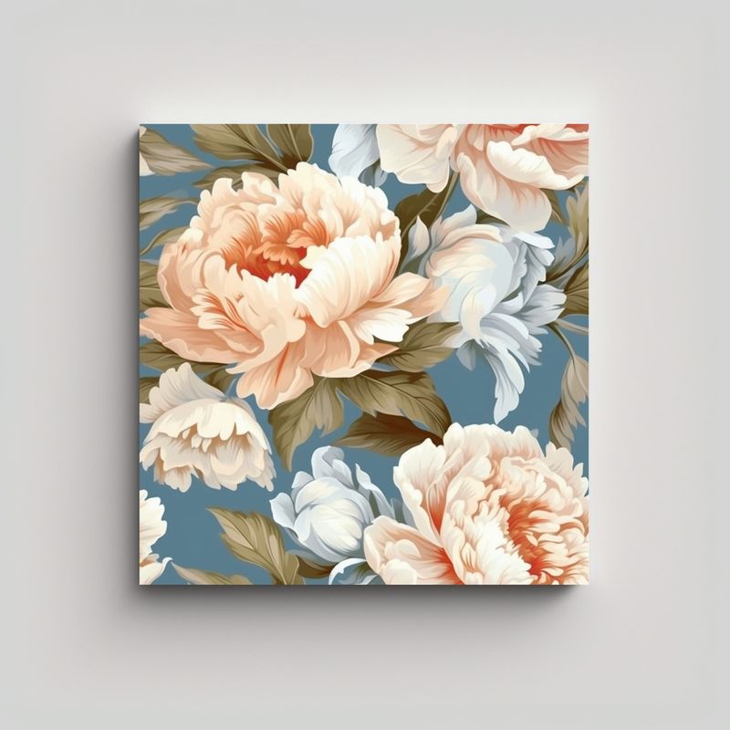 GENERICO - Patrón De Peonías En Canva Diseño Alegre Para 100x100 Cm