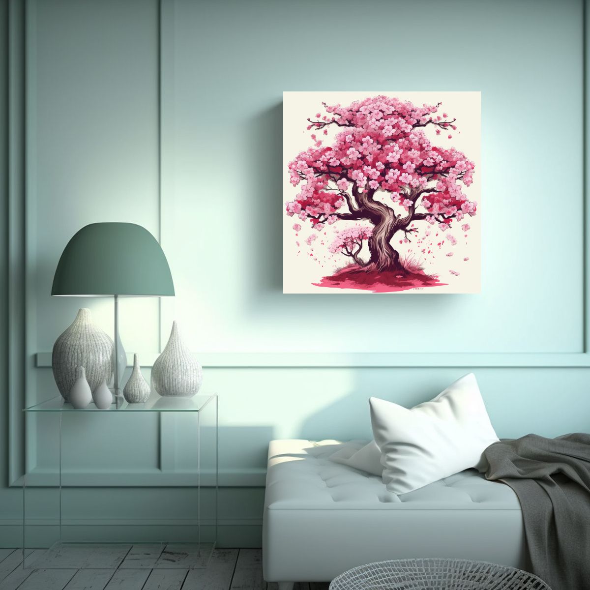 GENERICO - Composición De Naturaleza Viva Árbol Sakura En 100x100 Cm