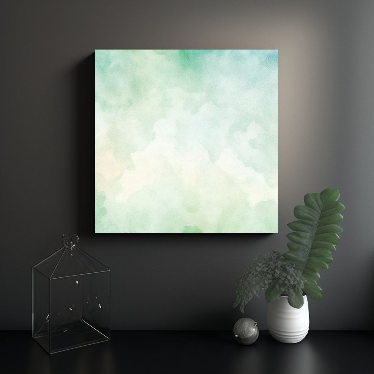 GENERICO - Cuadro Patron Intenso Watercolor Blanco 100x100 Cm