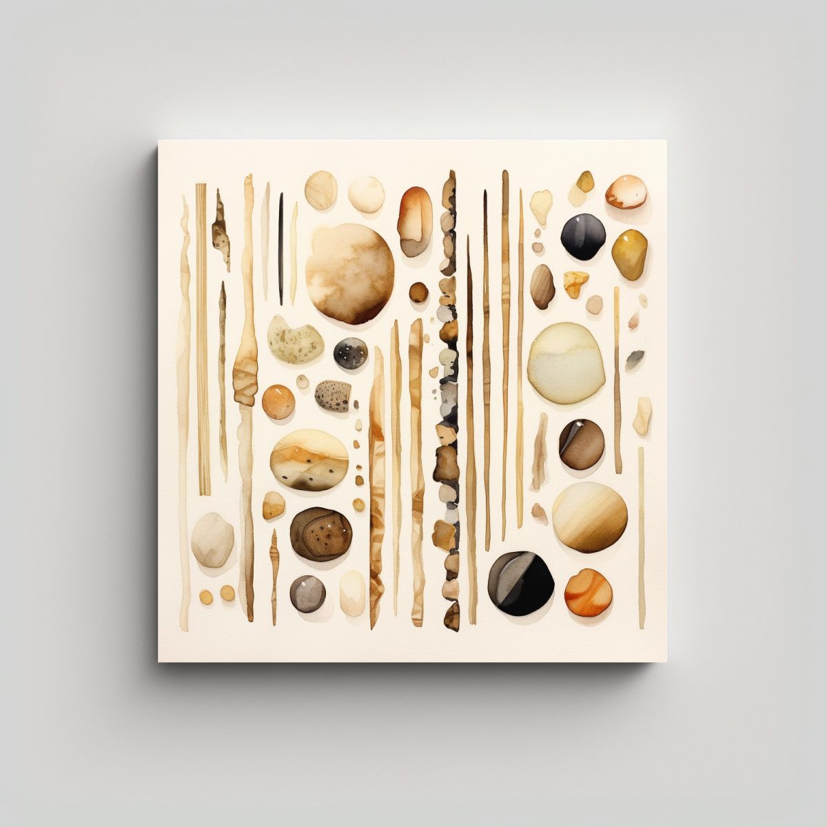 GENERICO - Cuadros Watercolor Gema Beige En Bastidor Cuadrado 100x100 Cm