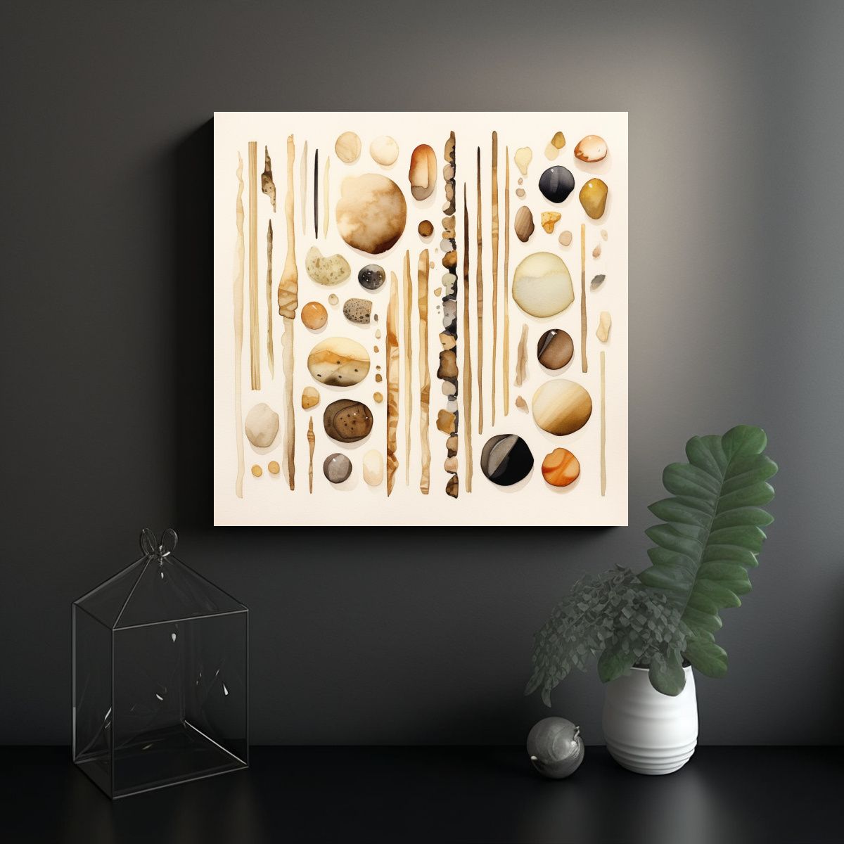 GENERICO - Cuadros Watercolor Gema Beige En Bastidor Cuadrado 100x100 Cm