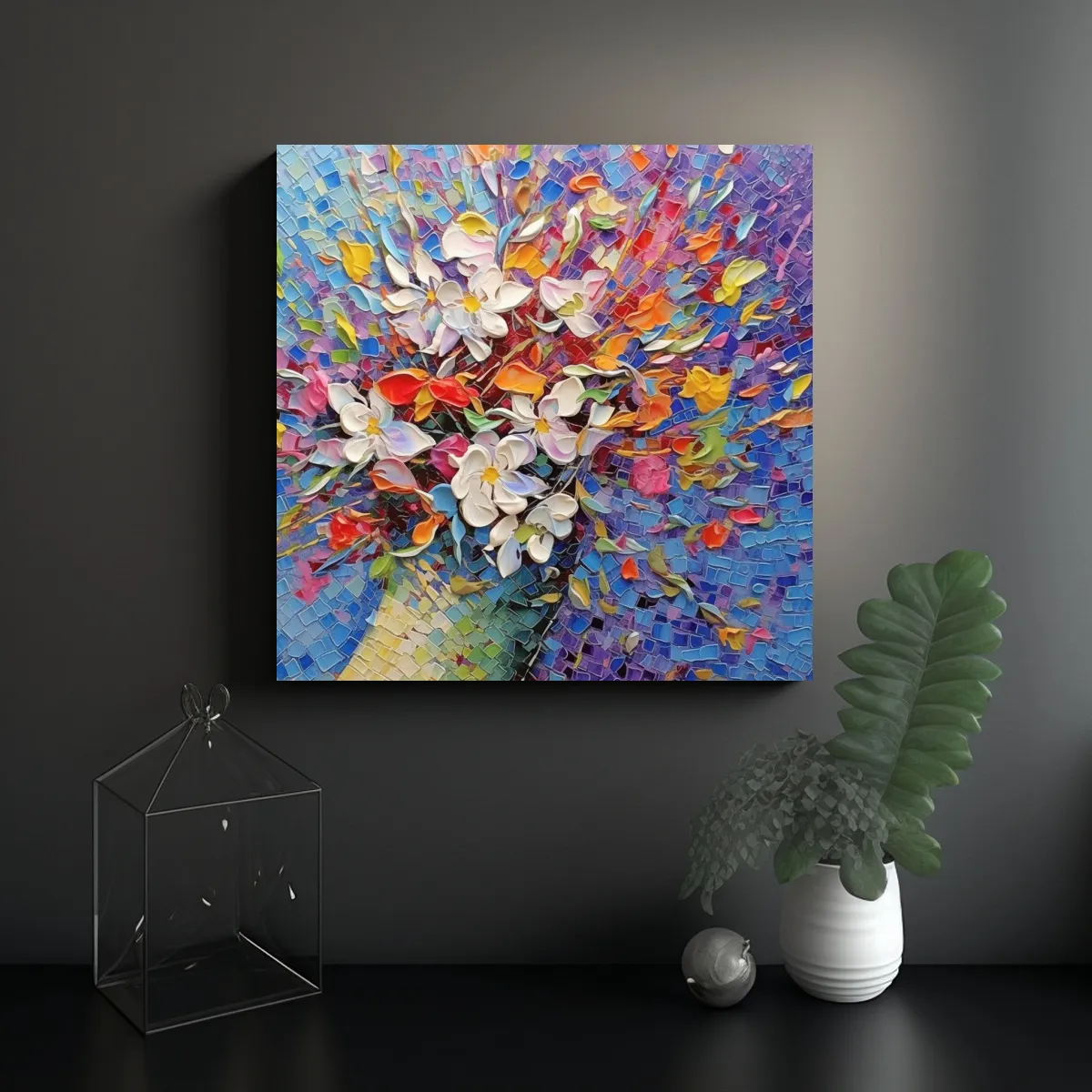 GENERICO - Pinturas Decorativas Abstractas De Flores Rotas 100x100 Cm