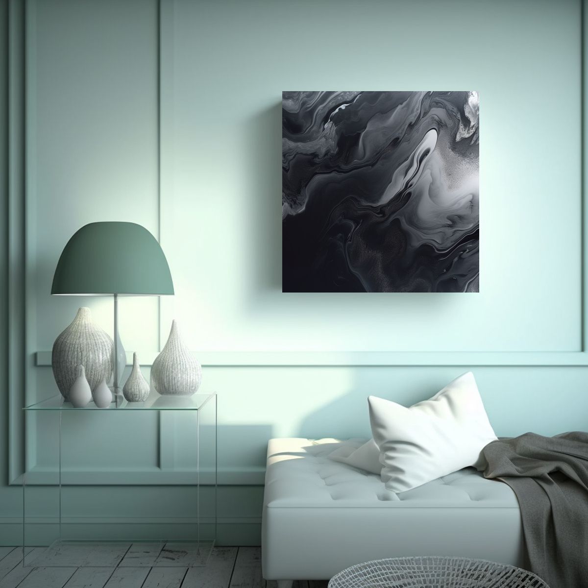 GENERICO - Fondo Líquido De Mármol Gris Ahumado Con Toques 100x100 Cm