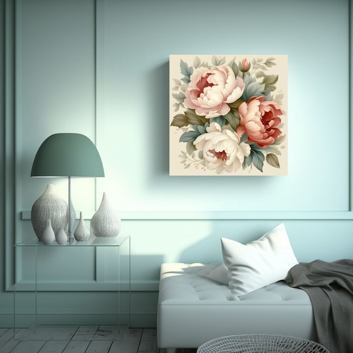 GENERICO - Arte Vintage Peonías Patrón Decorativo 100x100 Cm