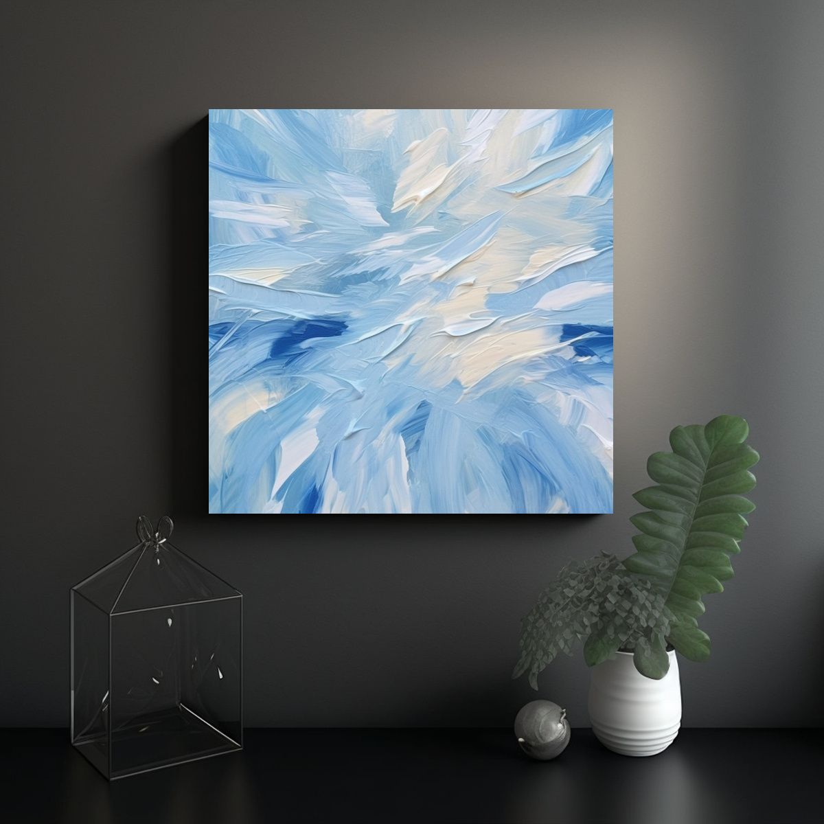 GENERICO - Fondo De Pintura Al óleo Azul Claro Blanco 100x100 Cm