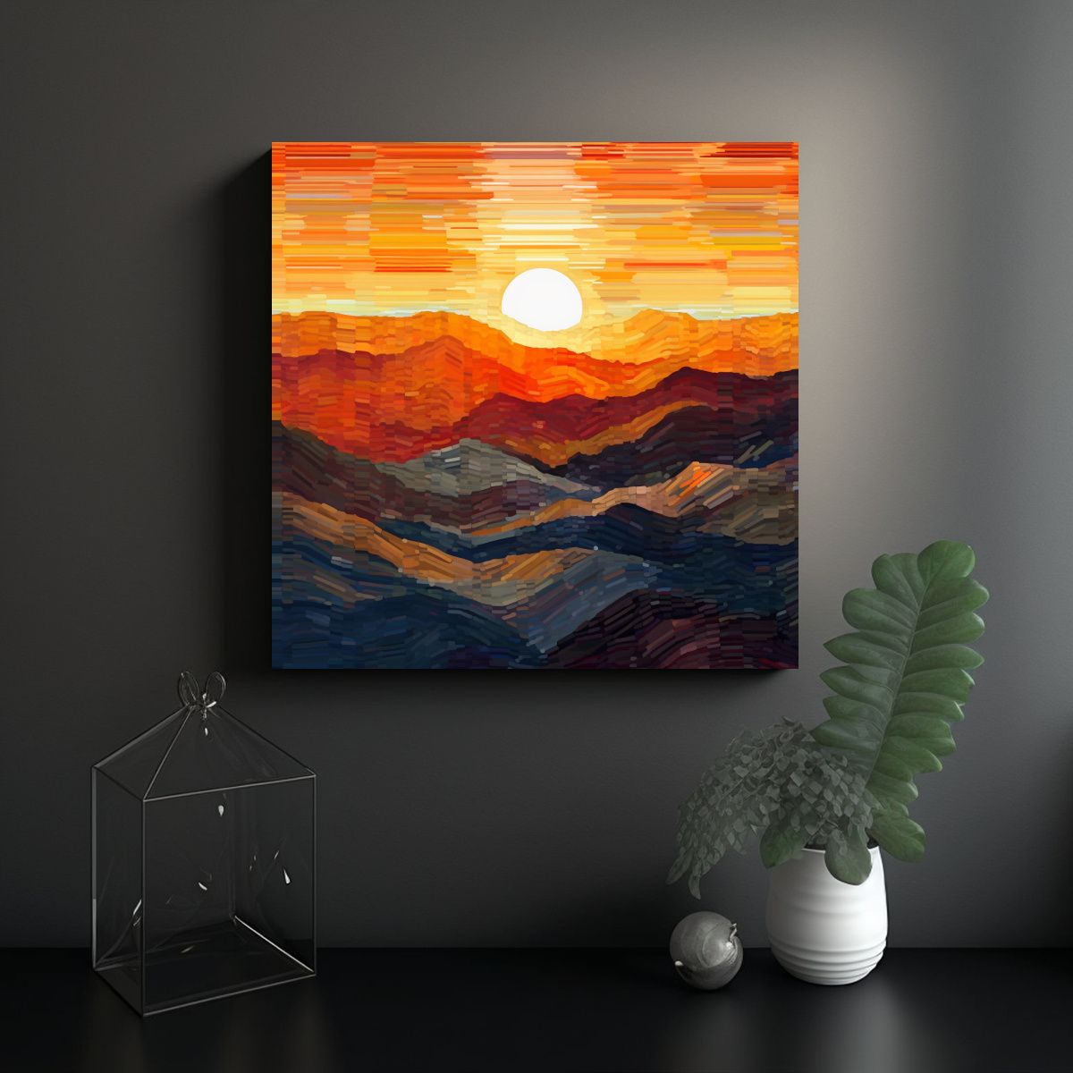 GENERICO - Pintura Decorativa De La Línea De La Montaña 100x100 Cm